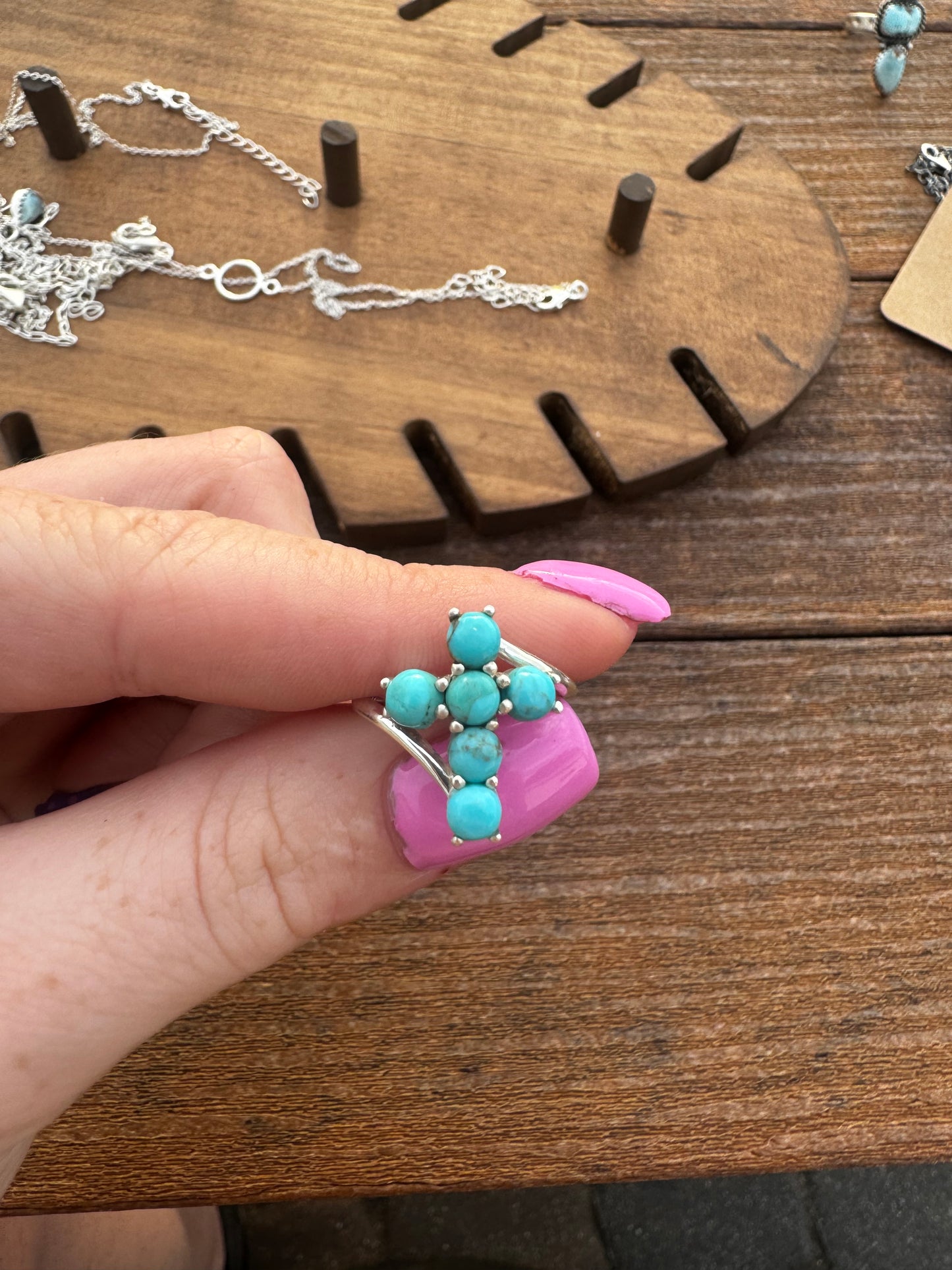 Sz 6 turquoise cross ring