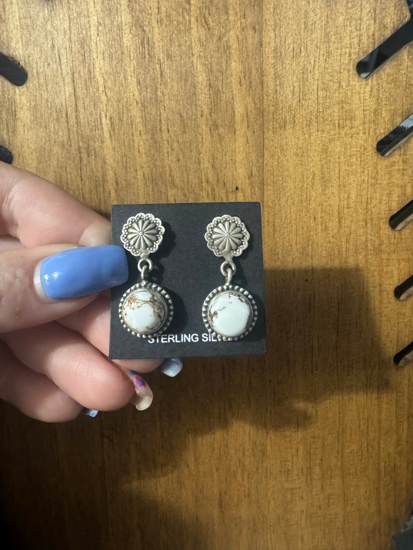 Wild horse round concho drop earrings