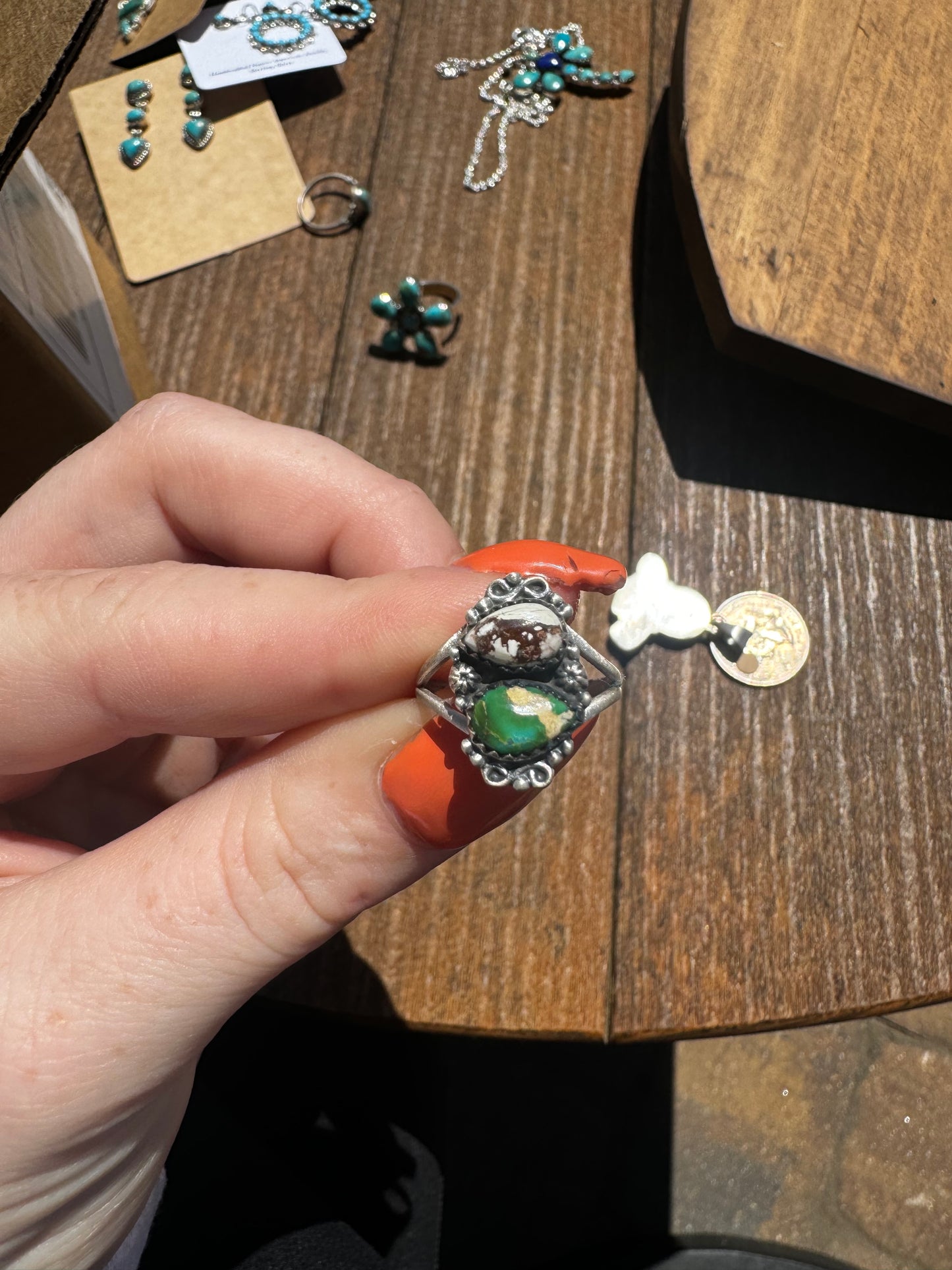 Sz 6.5 Sonoran turquoise and wild horse ring