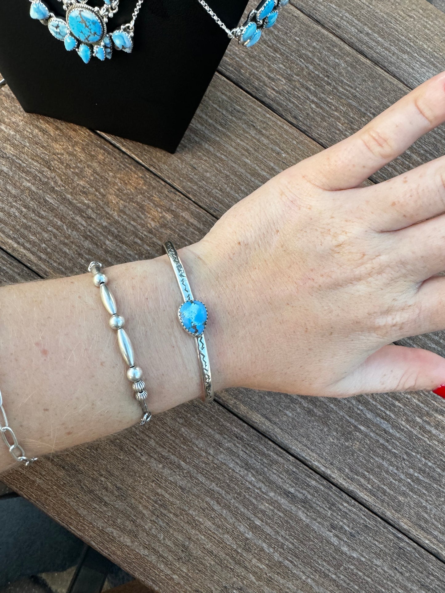 Golden hills turquoise cuff with stamped band