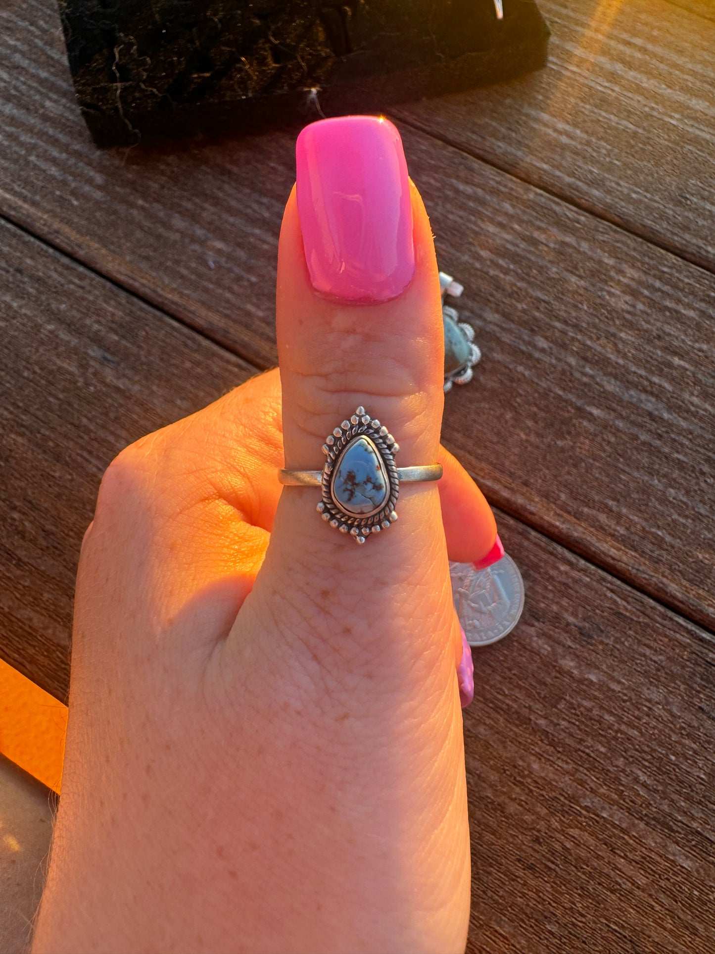 Sz 8 golden hills teardrop ring