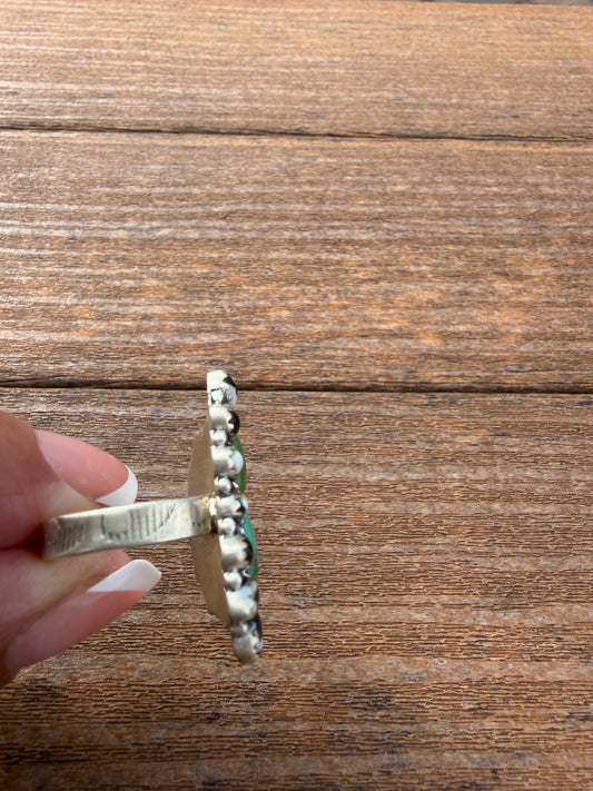 Kingman turquoise and white buffalo floater cluster ring