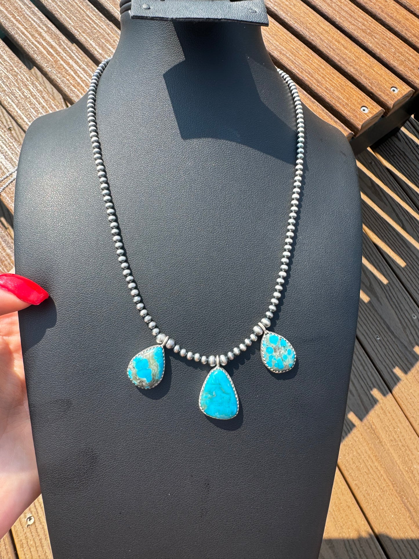Ithica peak turquoise on 4mm pearls