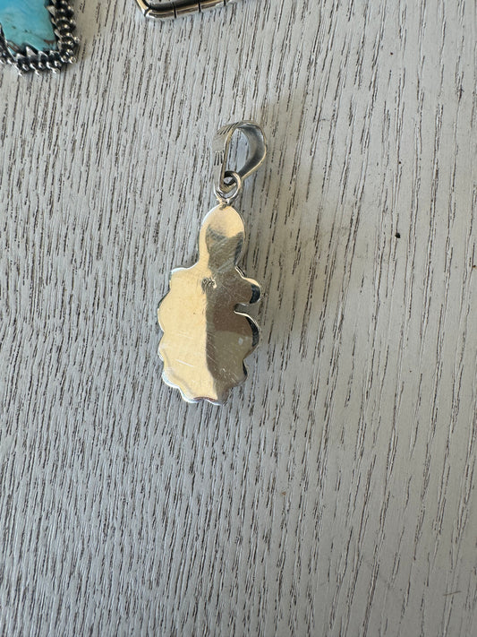 Two stone O turquoise initial pendant