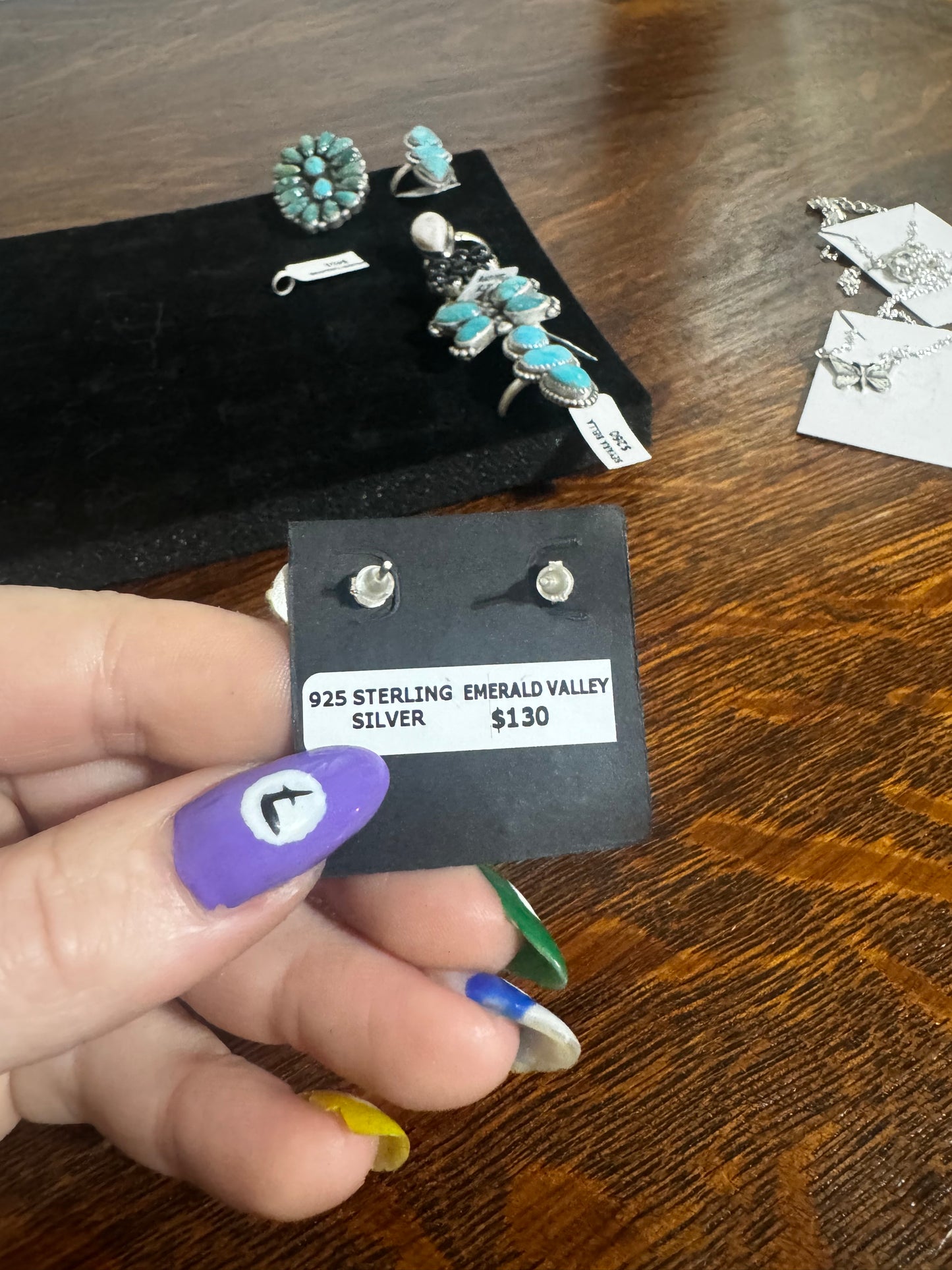 Emerald valley turquoise teardrop studs