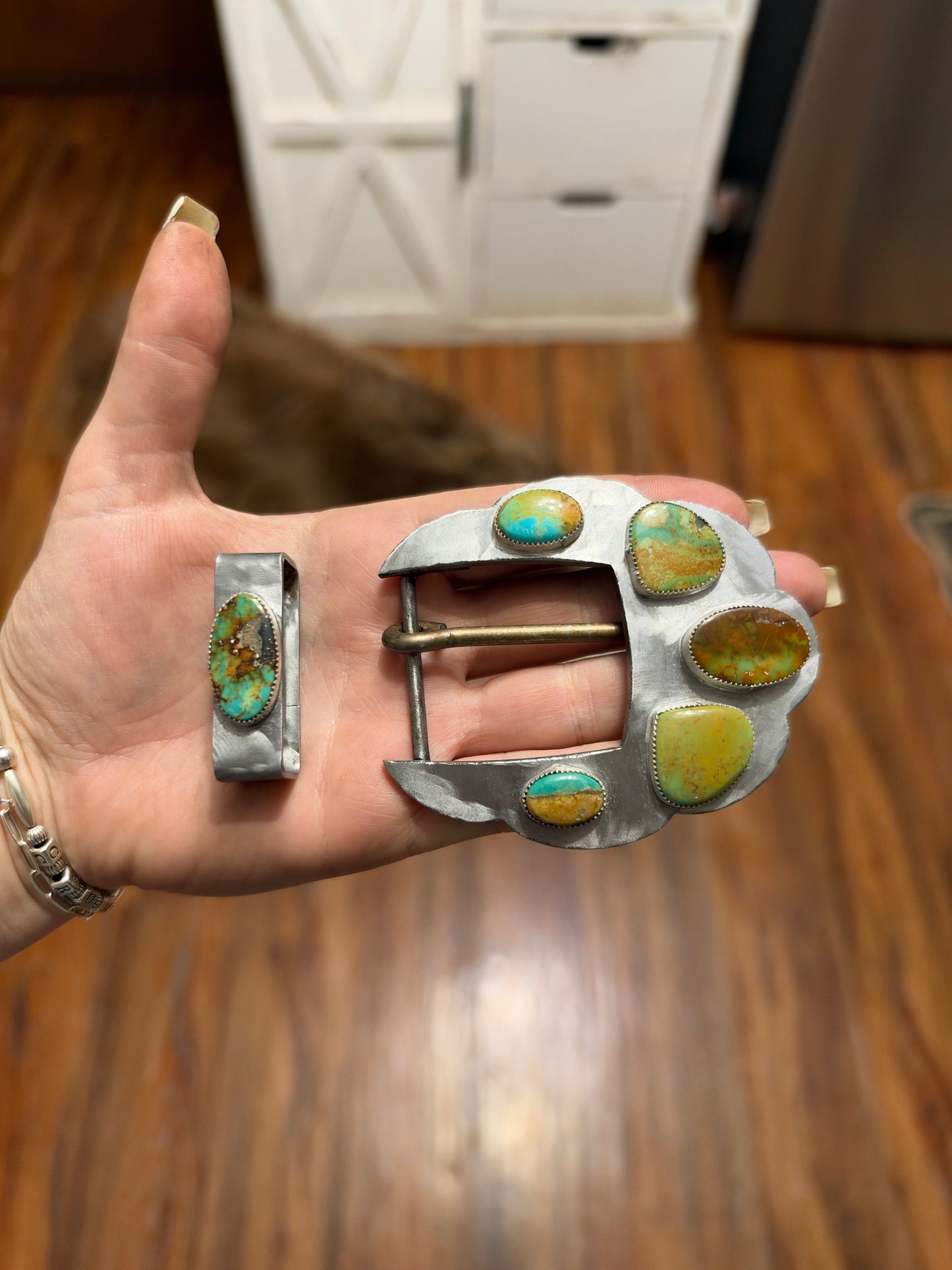 Patigona turquoise belt buckle and keeper