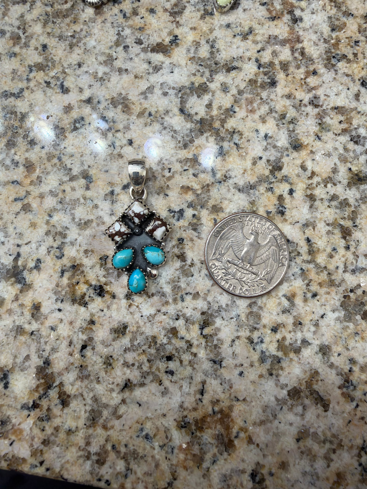 Wild horse and turquoise pendant