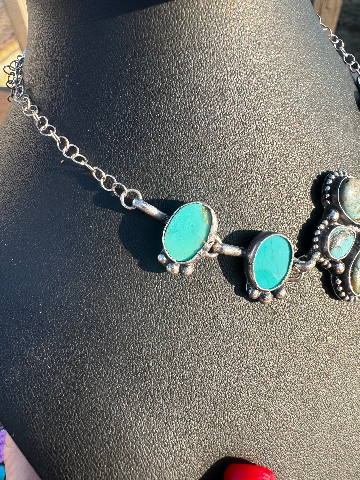 Arizona turquoise flower choker necklace