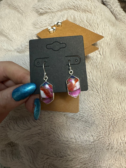 Pink dahlia dangle earrings