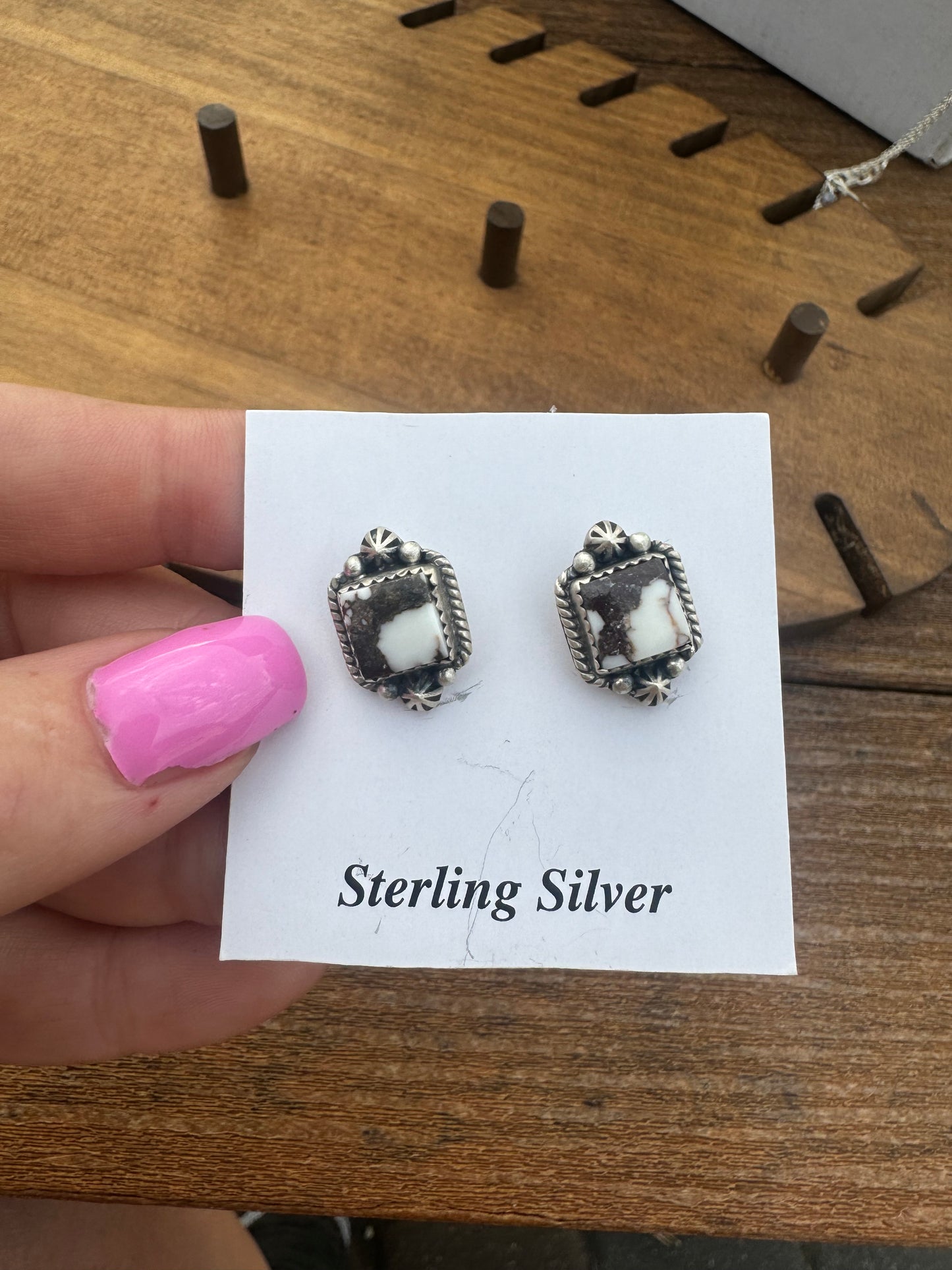Wild horse square stud earrings