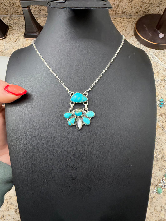 Santa Maria turquoise and white buffalo drop necklace