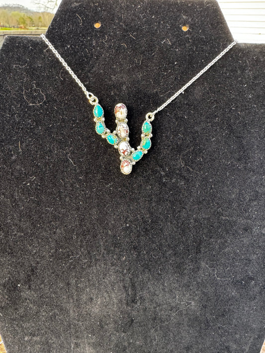 Cactus Kingman and wild horse necklace