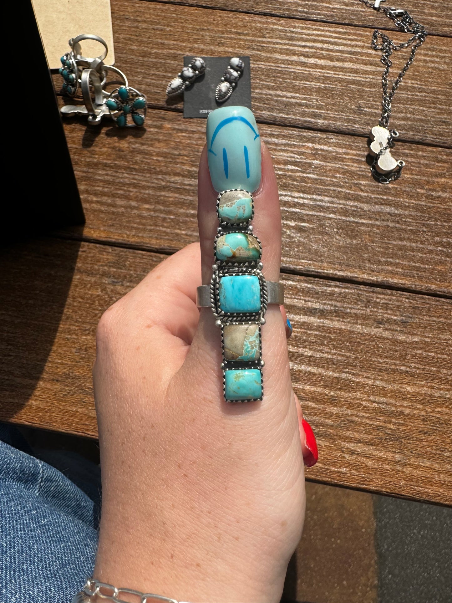 Royston turquoise adjustable bar ring