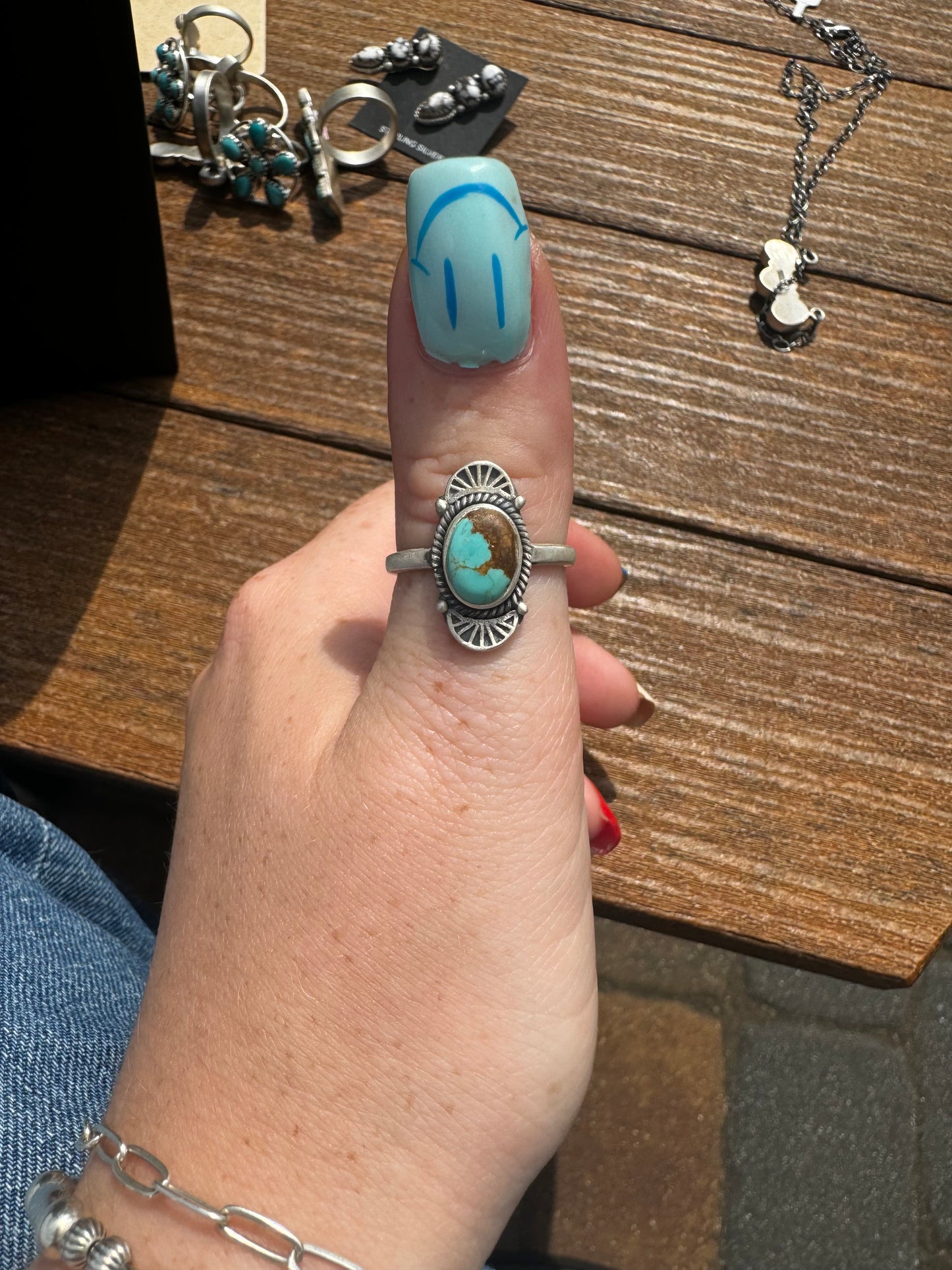 Sz 8 #8 turquoise ring