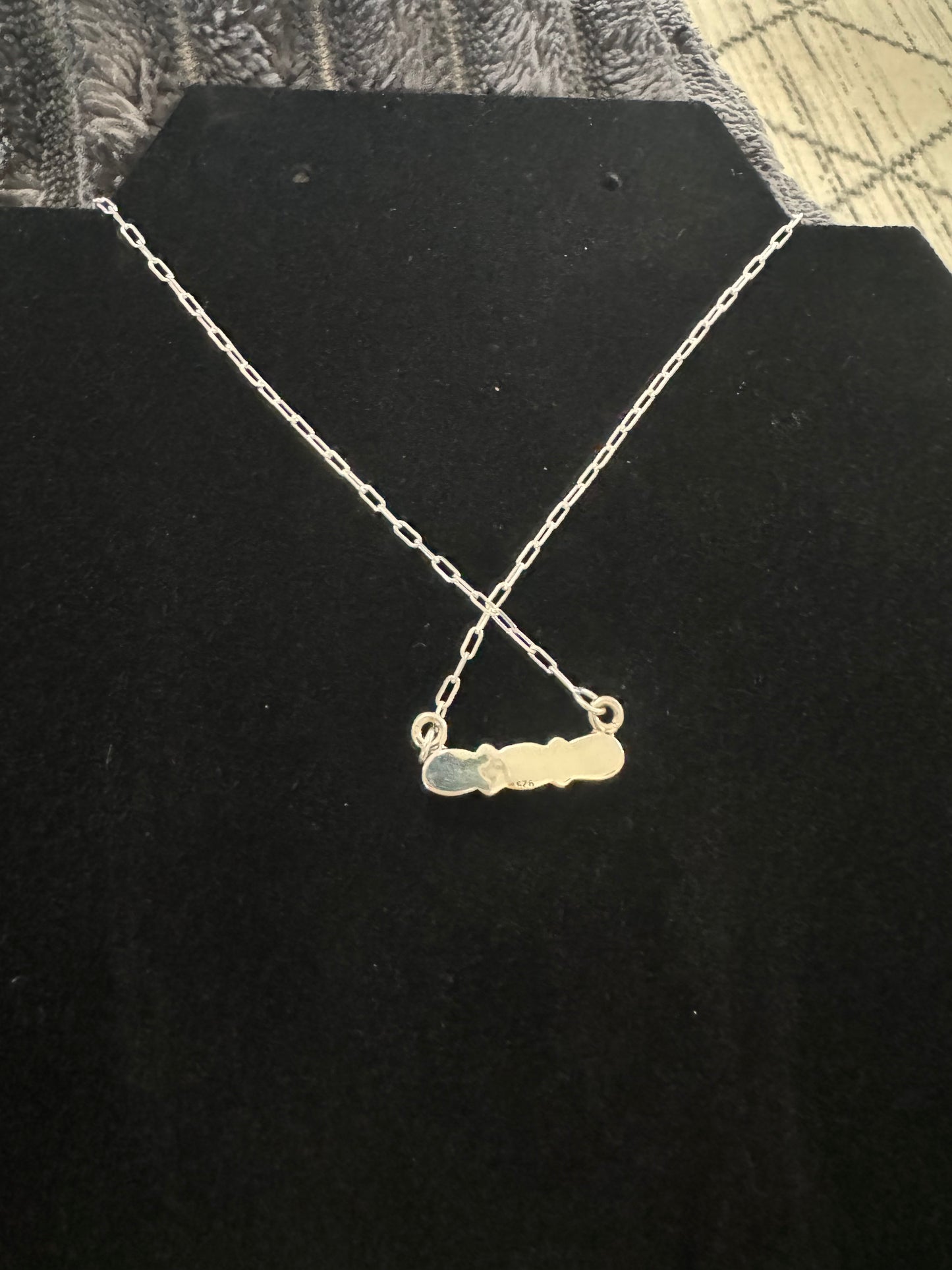 3 stone small blue opal necklace