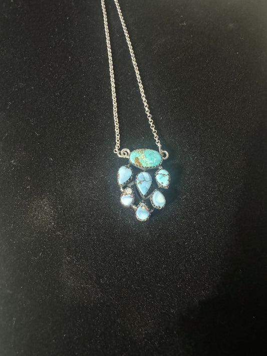 Turquoise and golden hills turquoise cluster necklace