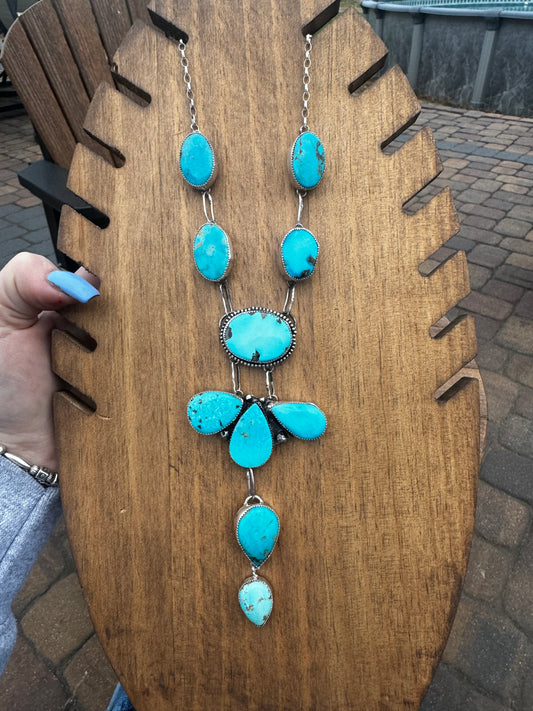 Massive Kingman turquoise  lariat necklace