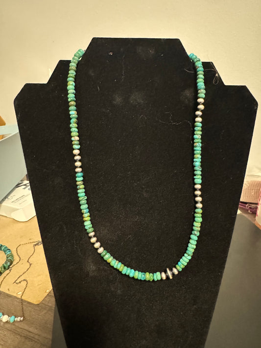 Pearl and turquoise necklace