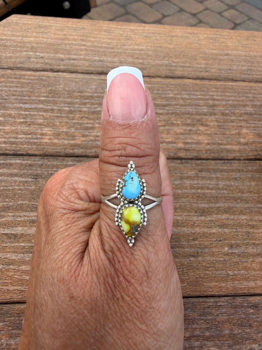 Sz 9 golden hills turquoise and palomino ring