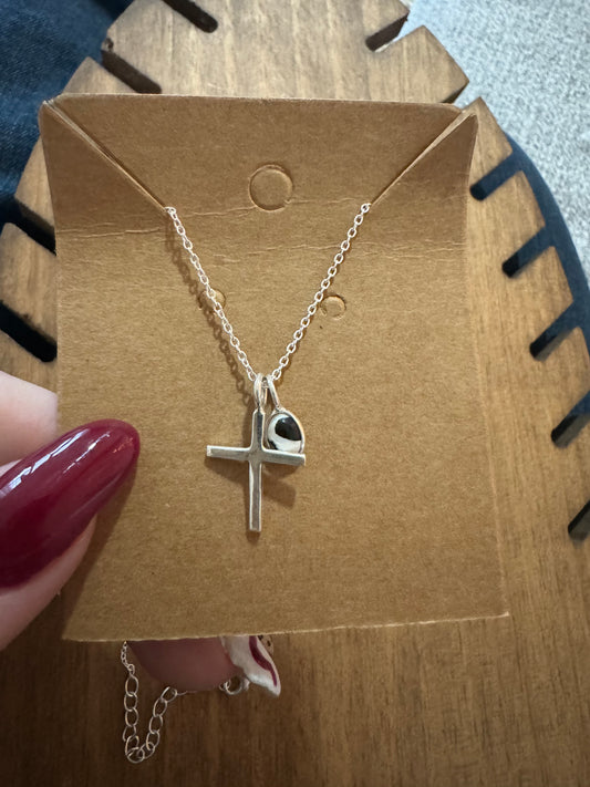 Door buster cross white buffalo necklace