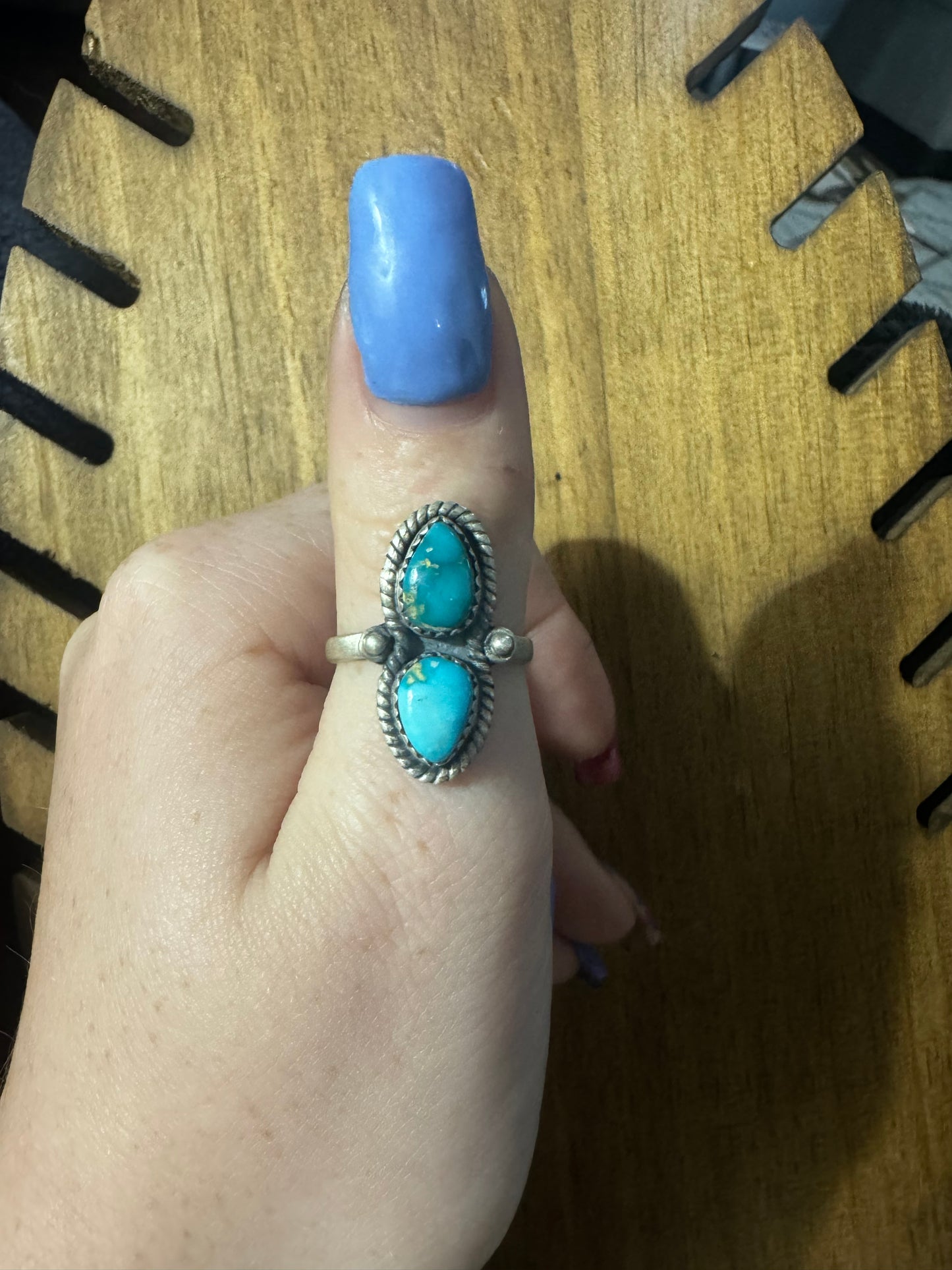 Sonoran blue turquoise two stone adjustable ring