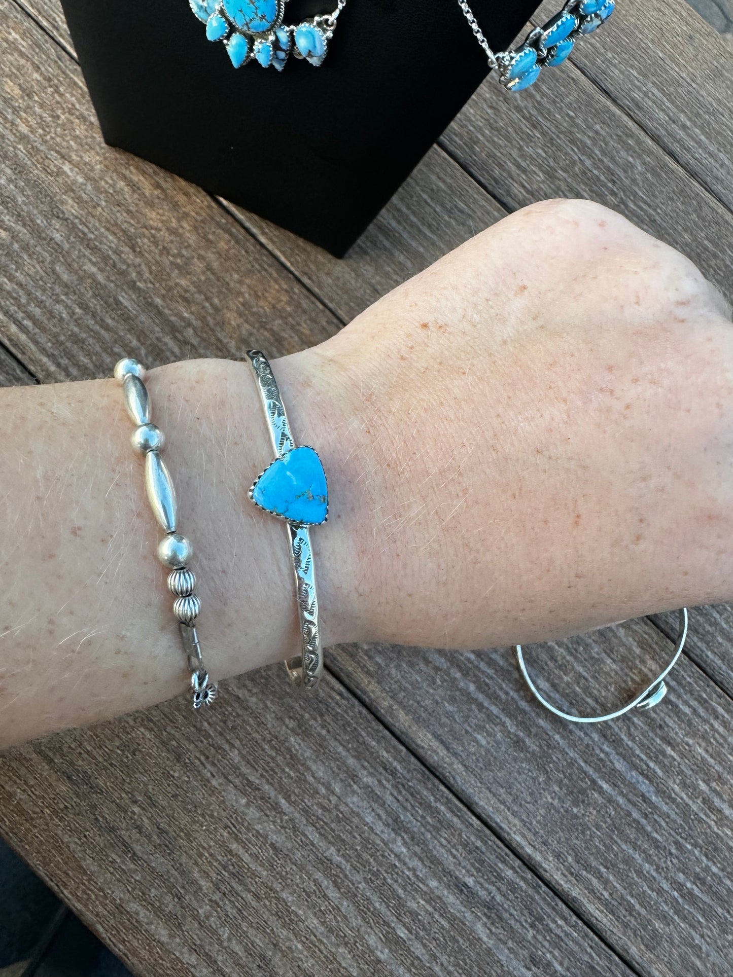 Golden hills turquoise cuff with stamped band