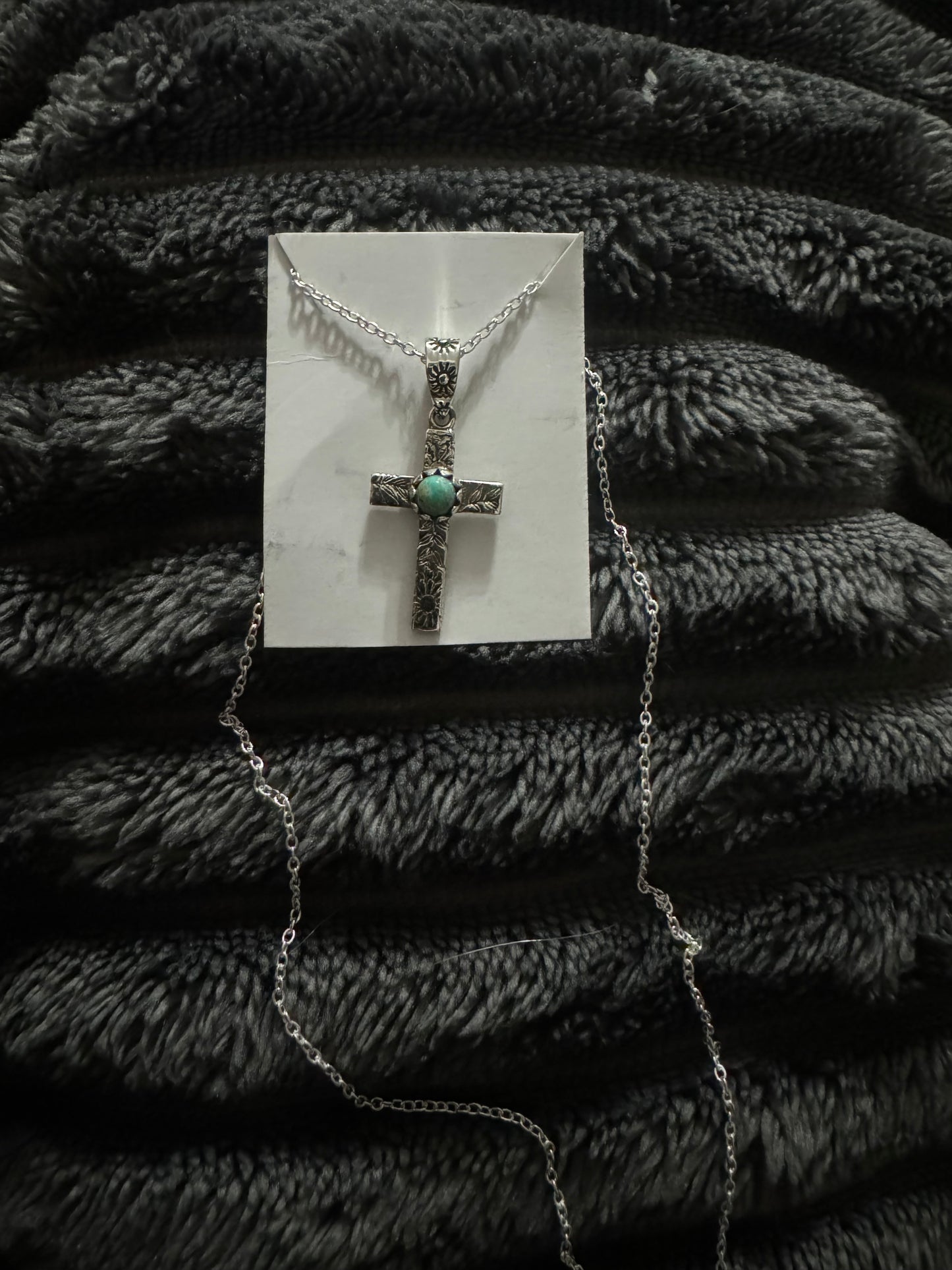 Turquoise dainty cross necklace