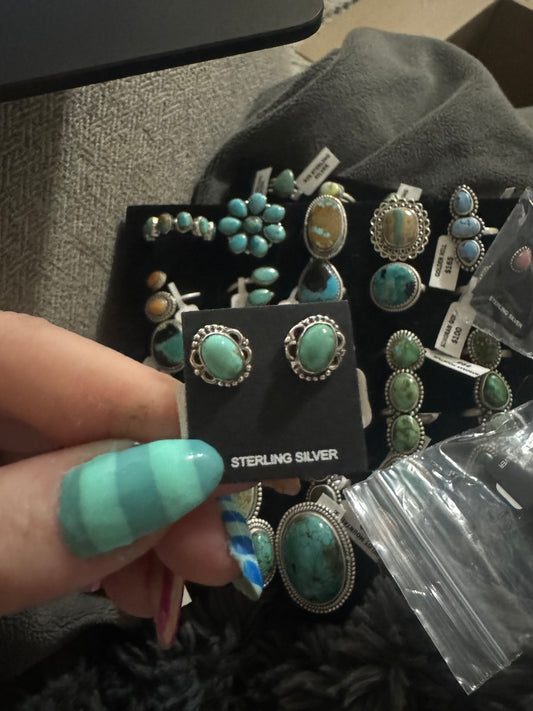 Dainty turquoise stud earrings