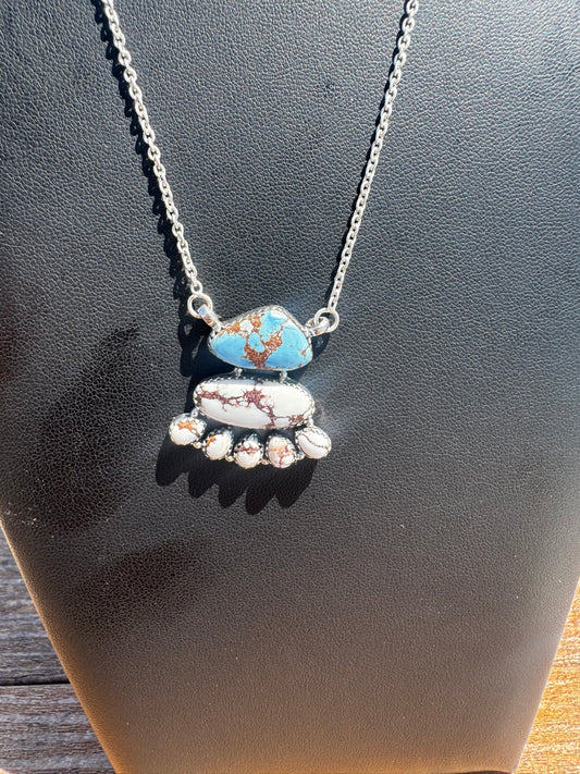 Golden hills turquoise and wild horse necklace