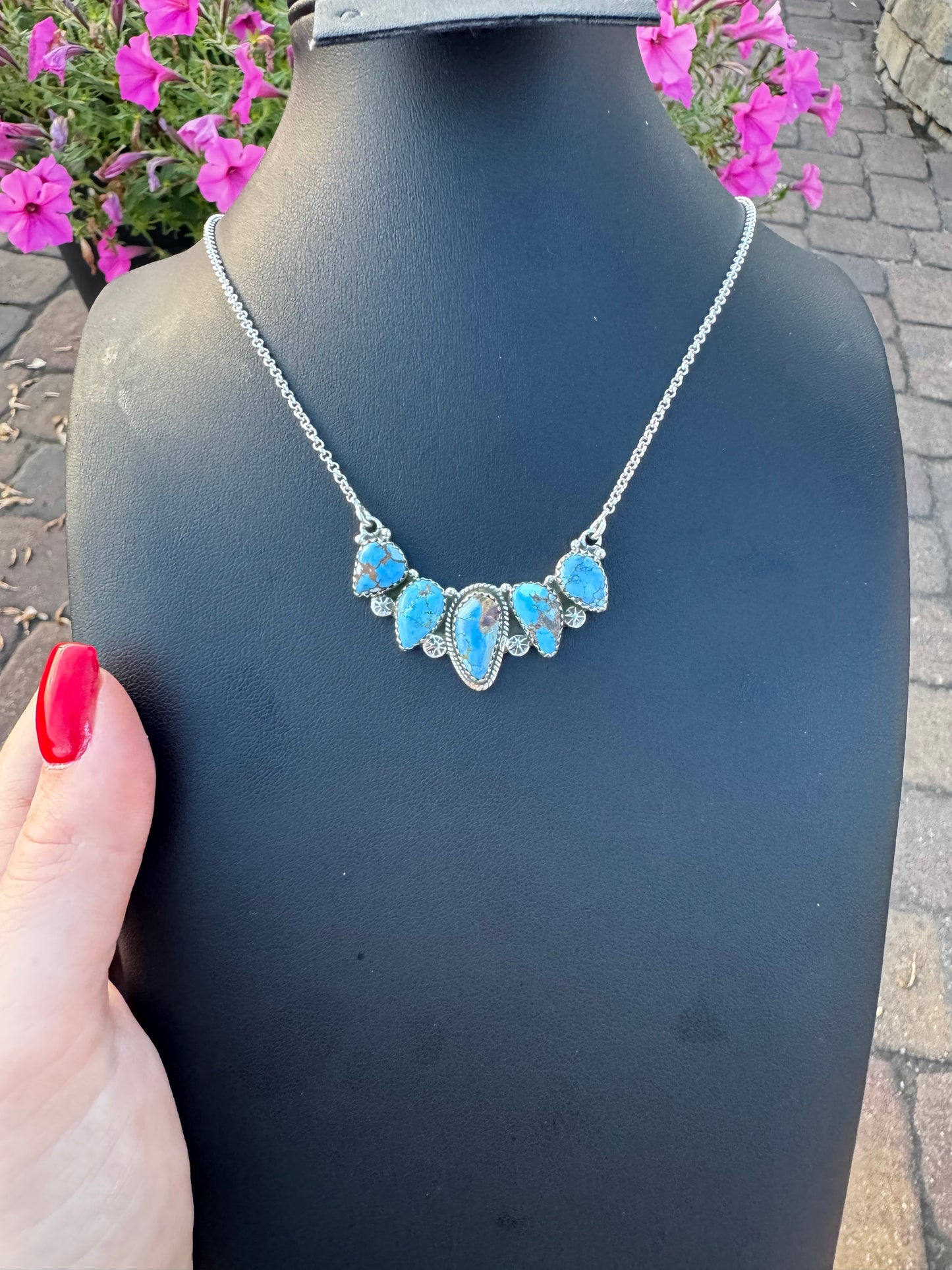 Golden hills turquoise 5 stone necklace