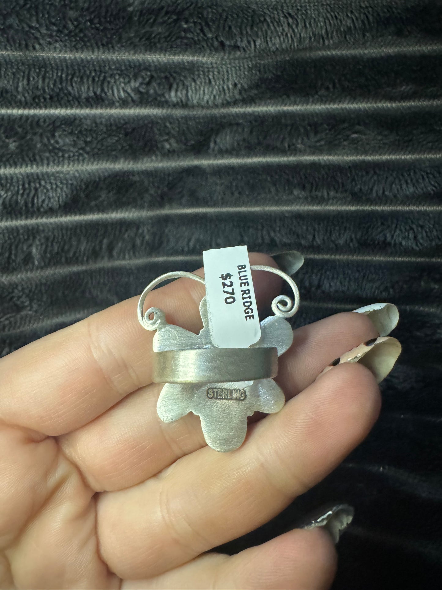 Blue ridge turquoise adjustable butterfly ring