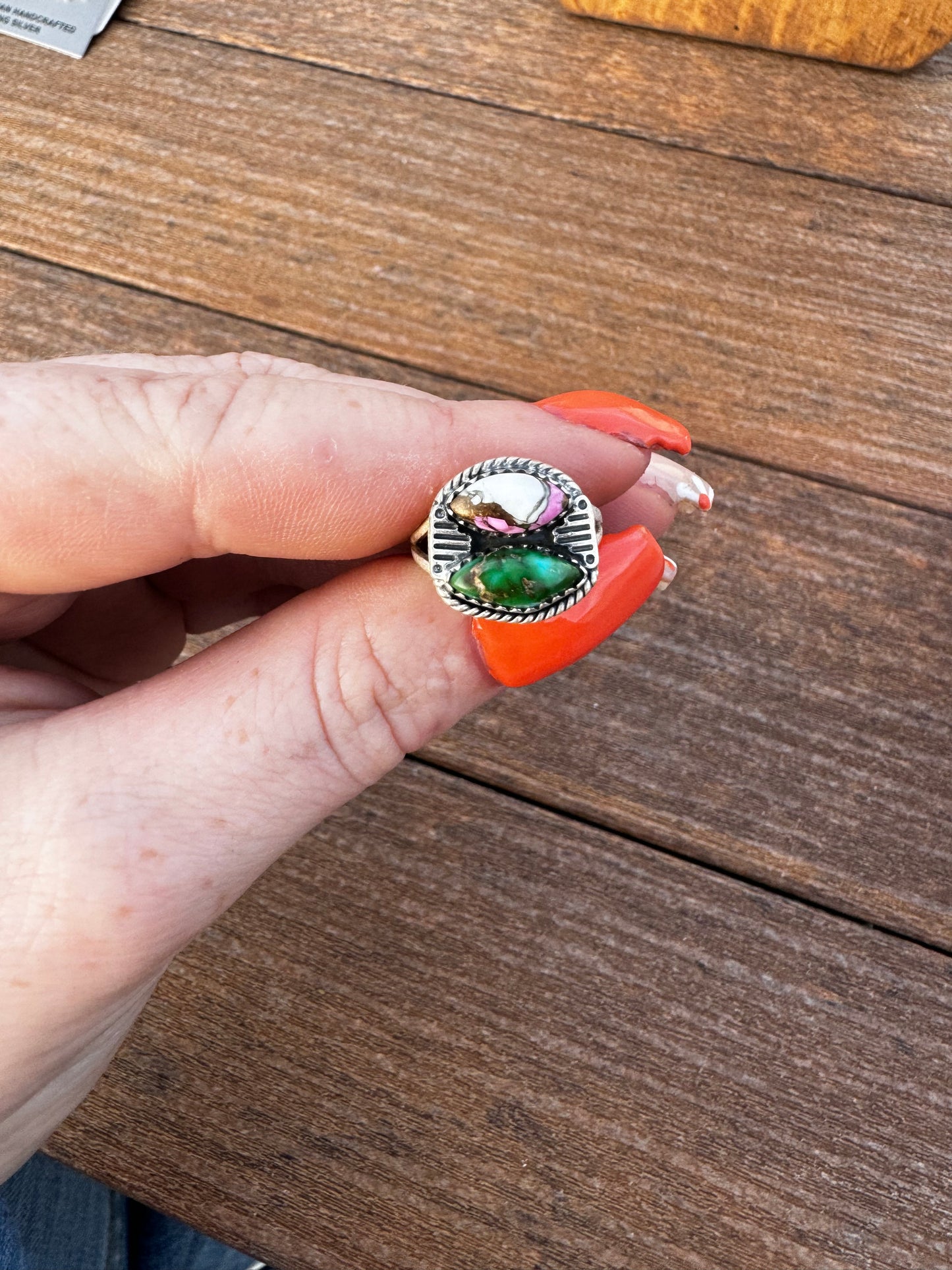 Sz 7 cotton candy and Sonoran gold turquoise ring