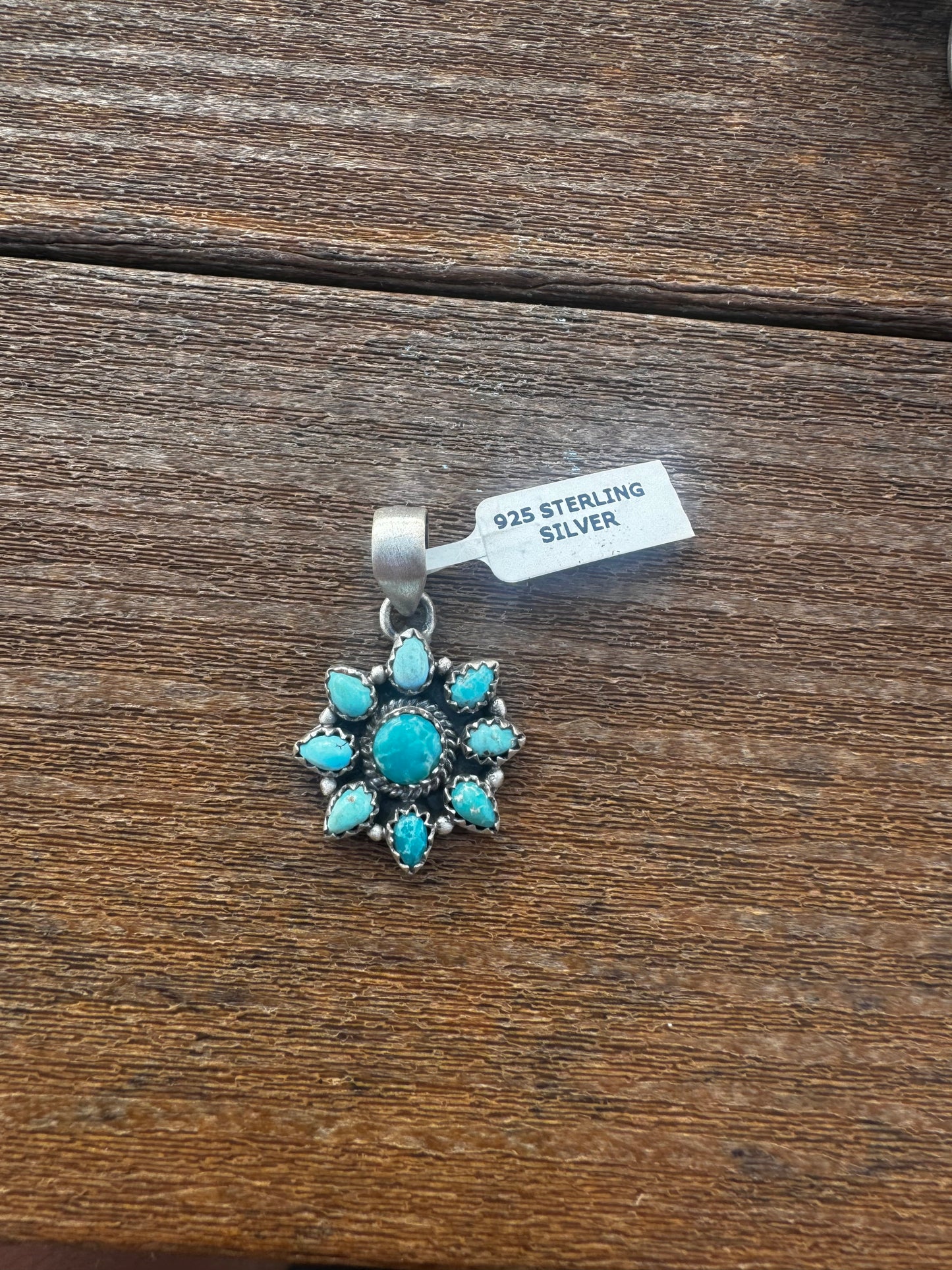 Blue ridge turquoise flower pendant