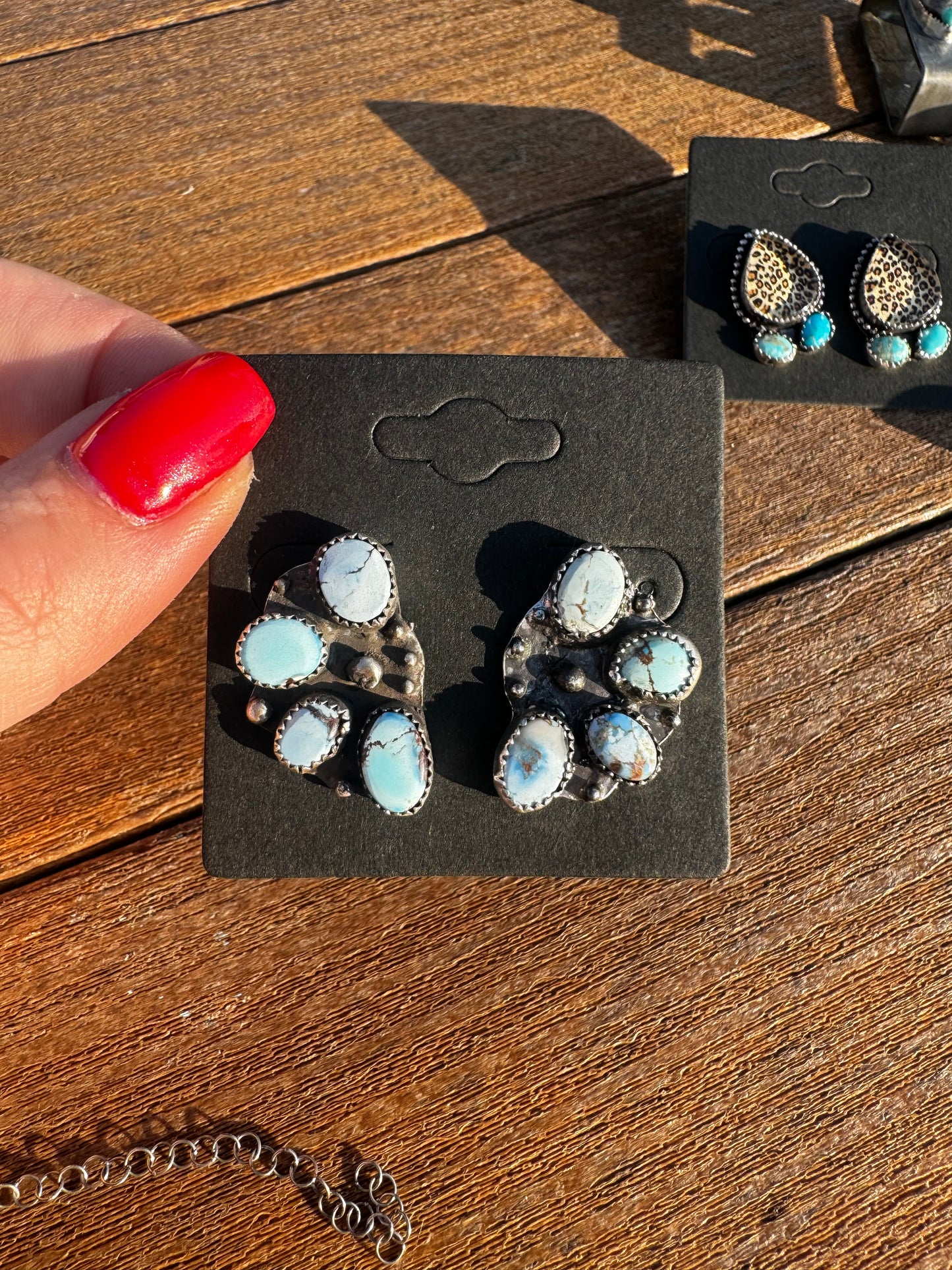 Golden hills turquoise cluster stud earring