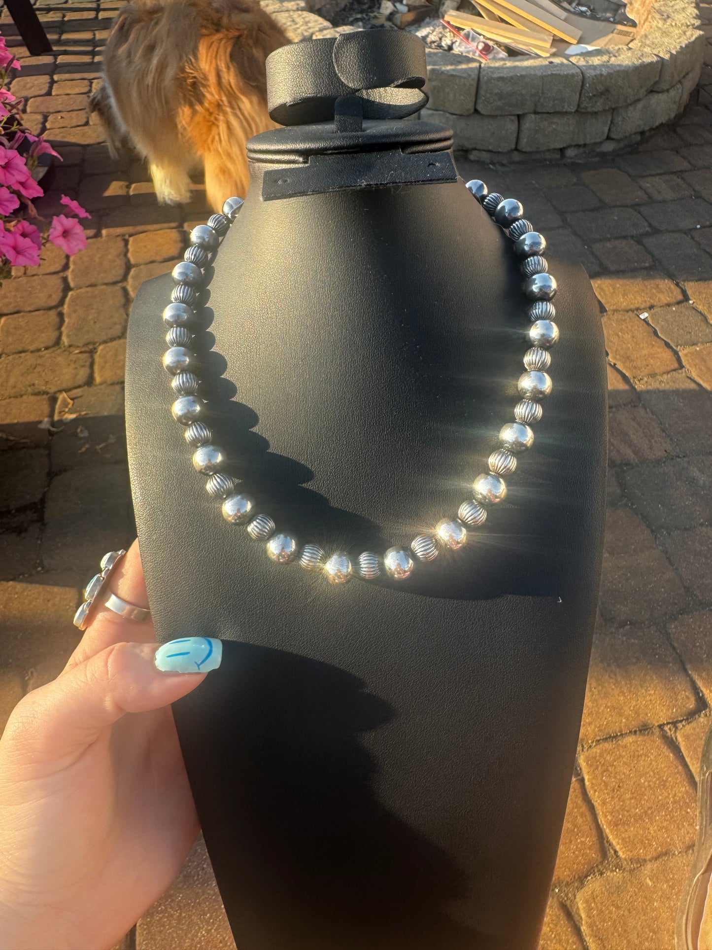 10mm and 8mm melon pearl necklace