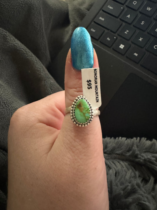 Sonoran mountain turquoise teardrop adjustable ring