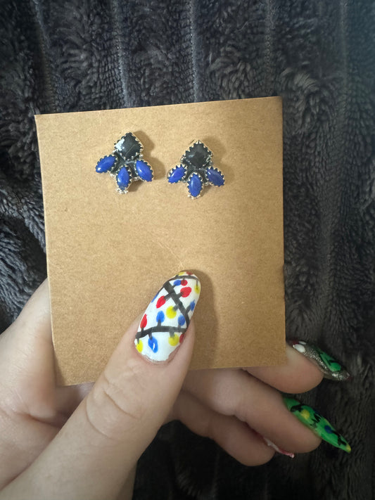 White Buffalo Lapis cluster studs