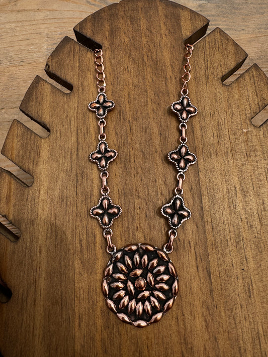 Copper cluster lariat necklace