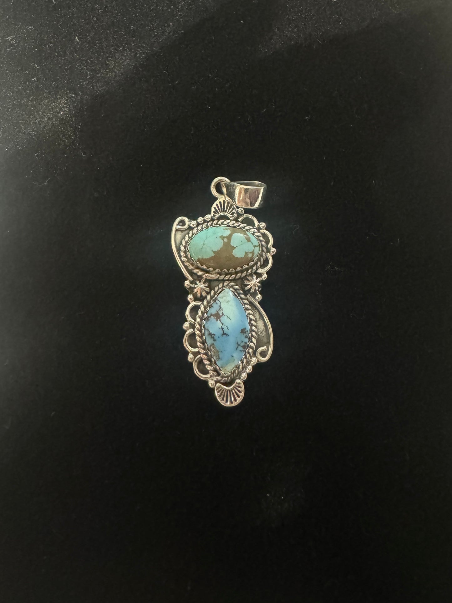 Golden hills turquoise two stone pendant