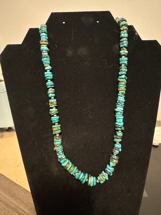 Turquoise pearl and chip necklace