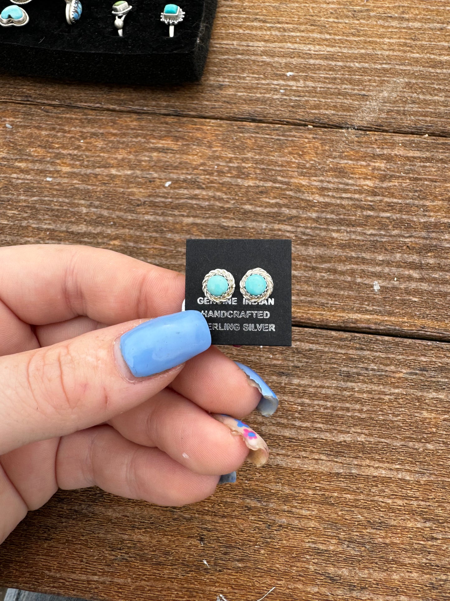 Native made dainty turquoise studs