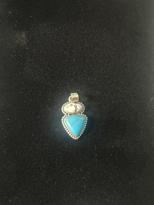 Blue bird turquoise and wild horse dainty pendant