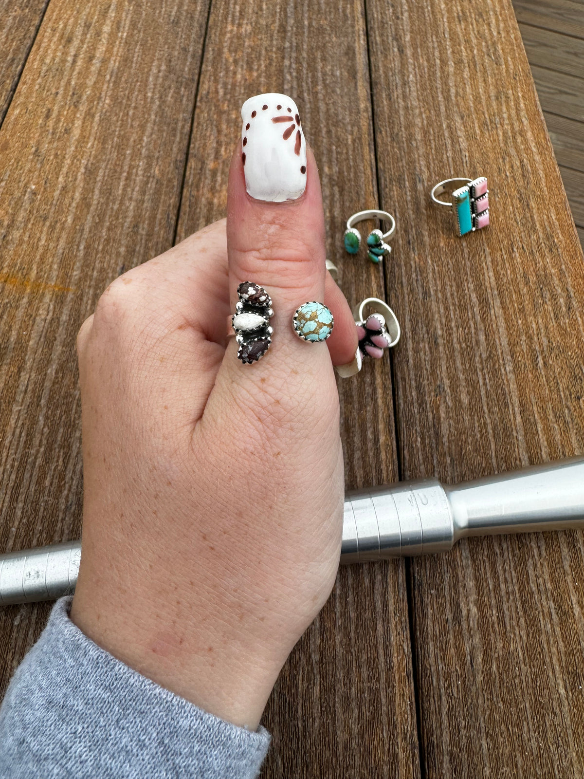 Wild horse and golden hills turquoise floater ring