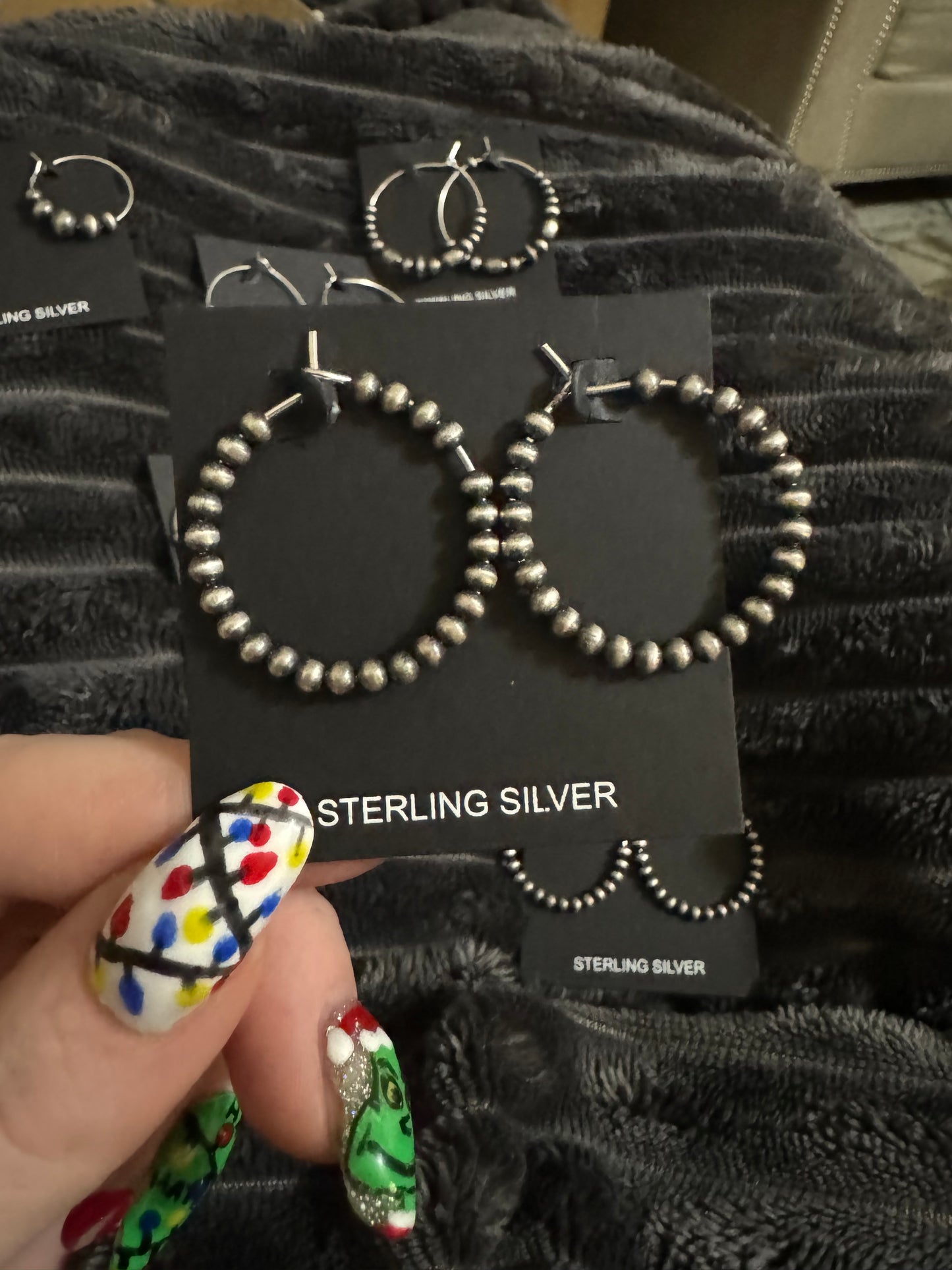 Full 3mm pearl hoop earrings