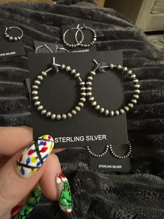 Full 3mm pearl hoop earrings