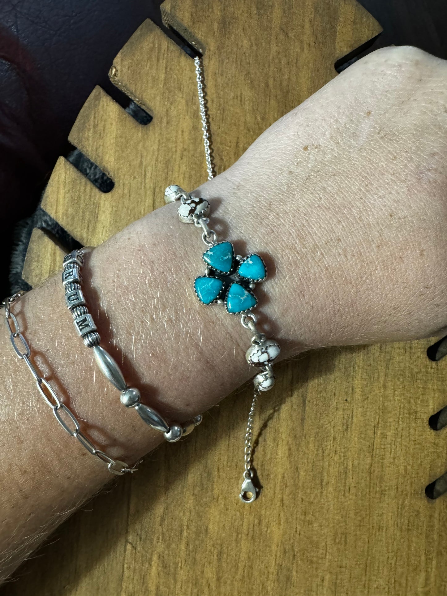 Whitewater turquoise and wildhorse chain bracelet