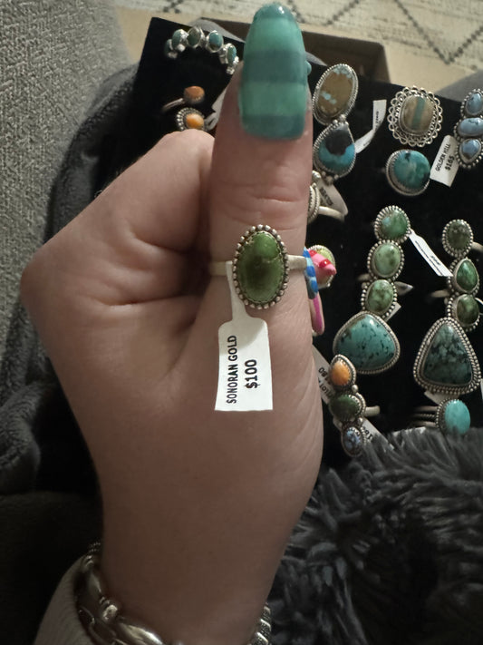 Sonoran gold turquoise adjustable ring