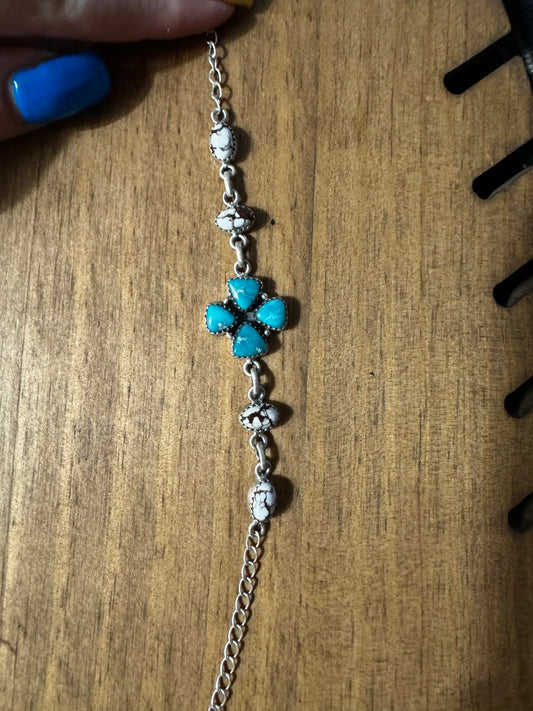 Whitewater turquoise and wildhorse chain bracelet