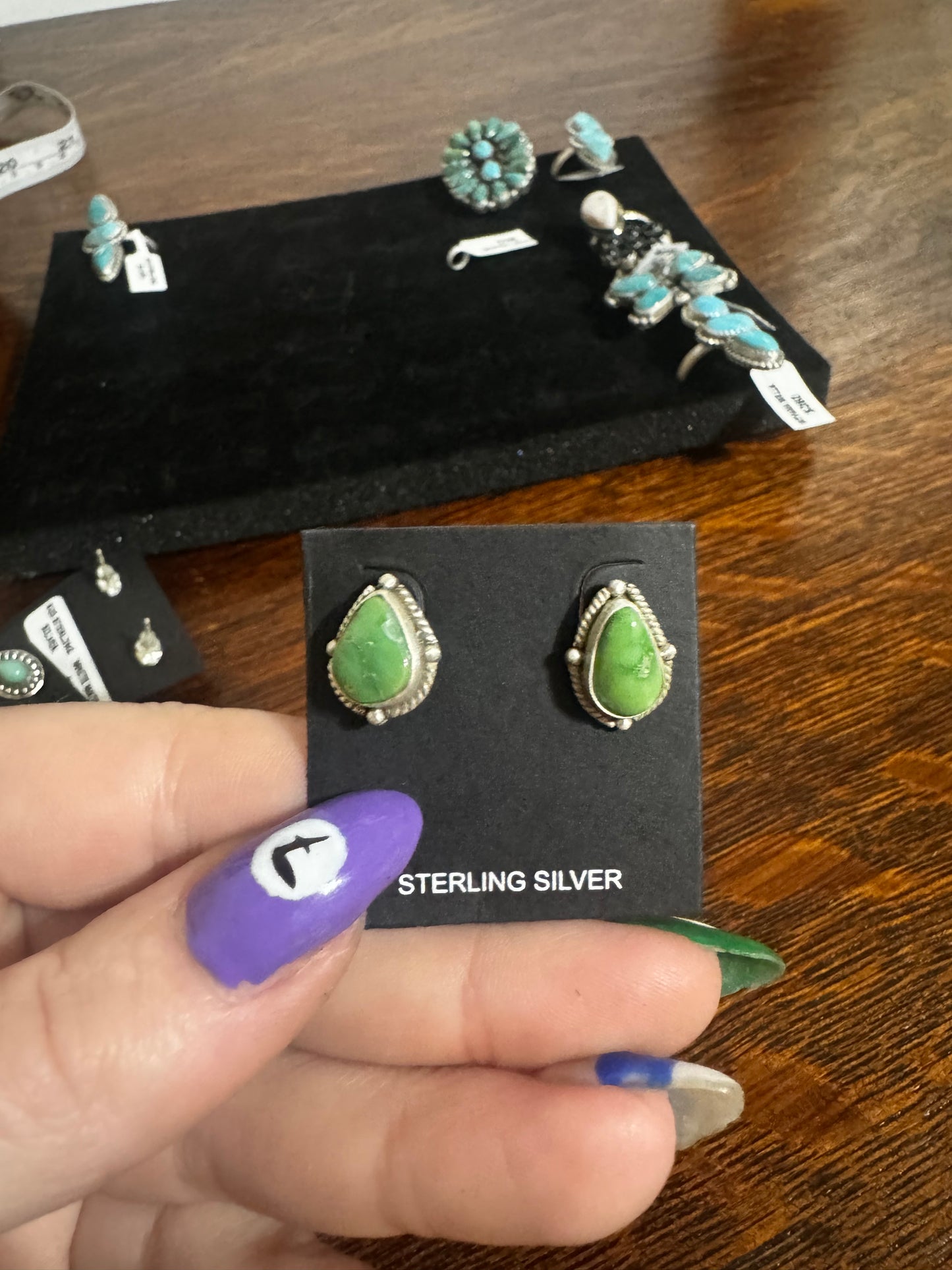 Emerald valley turquoise teardrop studs
