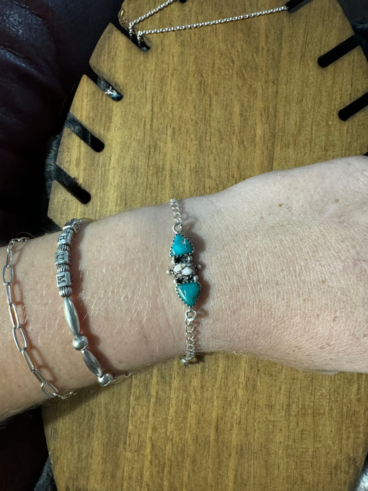 Whitewater turquoise and wildhorse chain bracelet